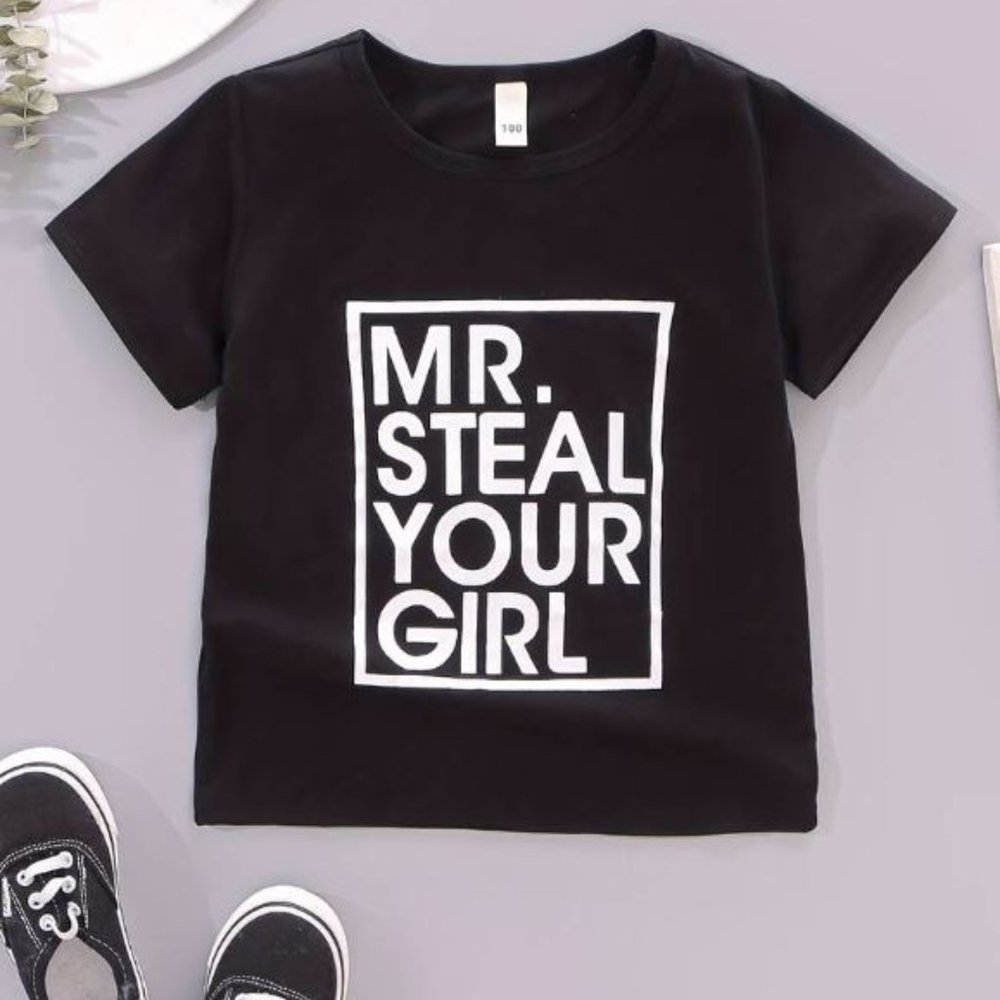 Toddler Tee Black T Shirt Graphic shirt Funny Toddler Shirt Mr. Steal Your Girl